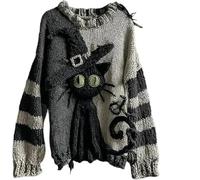 Halloween Spooky Pumpkin Face Sweaters for Women, Halloween Sweaters with 4 Ghost Brooches, Halloweens Costumes (Style D,XL)