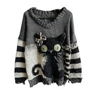 Halloween Spooky Pumpkin Face Sweaters for Women, Halloween Sweaters with 4 Ghost Brooches, Halloweens Costumes (Style H,S)