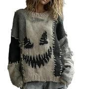 Halloween Spooky Pumpkin Face Sweaters for Women, Halloween Sweaters with 4 Ghost Brooches, Halloweens Costumes (Style C,L)