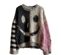Halloween Spooky Pumpkin Face Sweaters for Women, Halloween Sweaters with 4 Ghost Brooches, Halloweens Costumes (Style I,S)