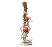Halloween Stacking Pumpkin Skeleton Figurine - Spooky Resin Desktop Decor
