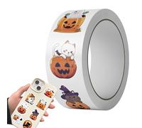 Halloween Stickers - 500 Pieces Pumpkin Face Decals | PVC Roll with Sealing Function, Envelope Scrapbook Journal Accessory with Party Favor Use, Trick or Treat Card Decoration with Gathering