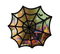 Halloween Stickers, Halloween Window Decorations, 11.81x10,79 inches Heavy Duty Mirror Reflective Wood Spider Pumpkin Sign for Haunted House, Holiday, Sturdy Crafting Projects