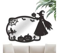 Halloween Stickers, Halloween Window Decorations, 11.81x10,79 inches Heavy Duty Mirror Reflective Wood Spider Pumpkin Sign for Haunted House, Holiday, Sturdy Crafting Projects