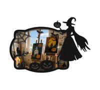 Halloween Stickers, Mirror Reflective Window Decorations, Wood Pumpkin Spider Sign Set, Spooky Vinyl Decals with Haunted House Theme, Holiday Craft Accessories for Walls Glass Doors Projects Displays