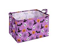 Halloween Storage Basket, Foldable Bat Ghost Bin with Handles, Large Bin | Cute Cartoon Design for Candy, Toys & Laundry, Great for Kids Room, Bedroom, Office & Party Decor