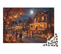 Halloween Street Puzzle for Adultos 1000Piezas Reciclable Jack-o'-Lantern Jigsaw Puzzles Interesante Family Game Props Divertido Present for Holiday Blessings Gift 38x26cm/1000pcs