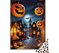Halloween Street Rompecabezas Spooky Night 1000 Piezas Papel Reciclado para Mujeres, Regalos para Hombres Rompecabezas para Adultos Divertido Y Desafiante Juego Familiar 52x38cm/1000pcs