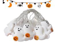 Halloween String Lights Outdoor - 10 LED impermeable fantasma y calabaza | 6,56 pies de Halloween Ghost Lights Battery-Operated Waterproof Ghost & Pumpkin Lights, Weather-Resistant Copper Wire