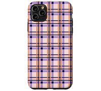 Halloween Striped Gingham Plaid Check Blush Pink and Orange Carcasa para iPhone 11 Pro Max