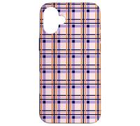 Halloween Striped Gingham Plaid Check Blush Pink and Orange Carcasa para iPhone 16 Plus