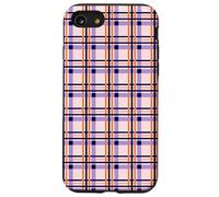 Halloween Striped Gingham Plaid Check Blush Pink and Orange Carcasa para iPhone SE (2020) / 7 / 8