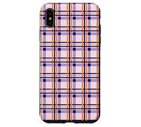 Halloween Striped Gingham Plaid Check Blush Pink and Orange Carcasa para iPhone XS Max