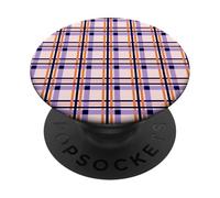Halloween Striped Gingham Plaid Check Blush Pink and Orange PopSockets PopGrip Adhesivo