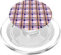 Halloween Striped Gingham Plaid Check Blush Pink and Orange PopSockets PopGrip para MagSafe