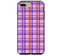 Halloween Striped Gingham Plaid Check Lines Orange & Purple Carcasa para iPhone 7 Plus/8 Plus