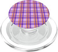 Halloween Striped Gingham Plaid Check Lines Orange & Purple PopSockets PopGrip para MagSafe
