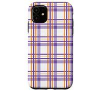 Halloween Striped Gingham Traditional Plaid Orange & Purple Carcasa para iPhone 11