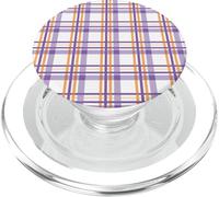 Halloween Striped Gingham Traditional Plaid Orange & Purple PopSockets PopGrip para MagSafe