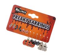 Halloween Stud Earrings For Girls - 6Pcs Spider & Pumpkin Set