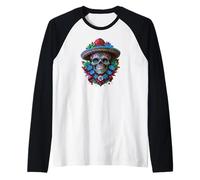 Halloween Sugar Skull Totenkopf Dia De Los Muertos Calavera Camiseta Manga Raglan