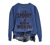 Halloween Sweatshirts For Women Witches Brew Coffee Vintage Letter Printed Preppy Sweater Crewneck Long Sleeve