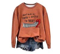 Halloween Sweatshirts For Women Witches Brew Coffee Vintage Letter Printed Preppy Sweater Crewneck Long Sleeve