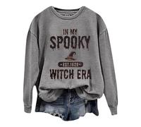 Halloween Sweatshirts For Women Witches Brew Coffee Vintage Letter Printed Preppy Sweater Crewneck Long Sleeve