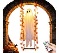 Halloween Swinging Ghost - LED Glowing Hanging Decor with Remote