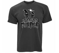 Halloween T Tshirts Camisetas y Tops Attempted Murder Crow Pun Horror Moon Flock Bird Black(Medium)
