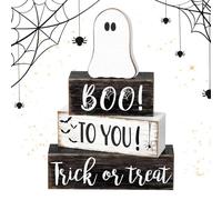Halloween Table Decor, Wooden Ghost Sign, Indoor Halloween Decoration, 5.91x1.38x8.66 Inches, Rustic Party Accent for Fireplace Mantle Farmhouse Shelf Tabletop Seasonal Holiday Setup