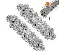 Halloween Table Runner | 2 Pieces Black Lace Spider Web Party