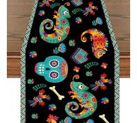 Halloween Table Runner, Gothic Skull Tapestry, Spooky Kitchen Mantel Cloth, Haunted House Dining Tabletop Cover, Creepy Holiday Fireplace Backdrop, Indoor Entryway Photo Prop Decoration