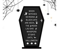 Halloween Table Sign, Centerpiece Table Wood Coffin Signs, Festive Scene Prop Display, Scary Message Board, Compact Ideal for Farmhouse, Living Room, Bedroom, Party, Holiday Decor