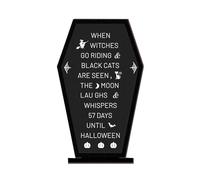 Halloween Table Sign, Wooden Coffin Centerpiece Desk Decor with Scary Message, 8.07x4.92x1.57 Inches Rustic Halloween Scene Prop for Farmhouse Living Room, Bedroom, Shelf, Mantel