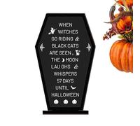 Halloween Table Sign, Wooden Coffin Centerpiece, Festive Message Display, 8.07x4.92x1.57 Inches, Rustic Scary Decor Board, Design, for Farmhouse, Living Room, Bedroom, Party