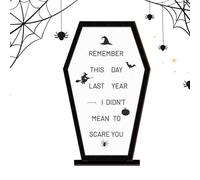 Halloween Table Sign, Wooden Coffin Centerpiece, Festive Scary Message Board, Rustic Decor Prop, Tabletop Display for Farmhouse Living Room or Bedroom, 8.07x4.92x1.57 inches