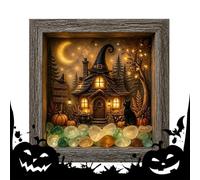 Halloween Table Top Decorations DIY Sea, Glass Stone LED Memory Box Set