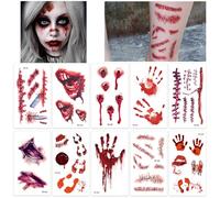 Halloween Tattoo Cicatrices Halloween Pegatinas Vampiro Disfraz Accesorios de Maquillaje Accesorios Falso Tatuajes Heridas Halloween Tatuaje Cara Maquillaje Zombi Tatuajes Temporales Halloween