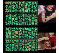 Halloween Tatuajes Temporales Niños, 20 Hojas Luminoso Impermeable Halloween Tatoos Temporales Niños Araña Fantasma Calabaza Tatoos Temporales Niñ os para Regalos Fiesta Decoración Hallo ween