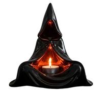Halloween Tea Light Holders, Ghost Witch Candle Decor, Spooky Resin Candlestick Ornament, Fall Season Desktop Decoration for Living Room School Festival Family Gathering Display