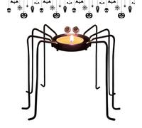 Halloween Tealight Candle Holder, Black Spider Design Stand, Spooky Tabletop Decor Accent, Ideal for Desk, Bookshelf, Kitchen Display, Indoor Outdoor Party Decor, Haunted Home Atmosphere, 14x11cm