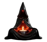 Halloween Tealight Holder, Hooded Man Candle Stand Figurine, Creepy Tabletop Accent for Haunted House Setup, Coffee Table Bedroom Counter Nightstand Patio Dining Room and Decor Scene