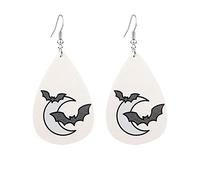 Halloween Teardrop Earrings Skull Witch Pumpkin Leather Dangle Ear Drop Gift For Girls Women Set Spiderweb Zombie Pattern Gothic Theme