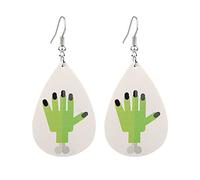 Halloween Teardrop Earrings Skull Witch Pumpkin Leather Dangle Ear Drop Gift For Girls Women Set Spiderweb Zombie Pattern Gothic Theme