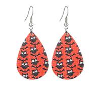 Halloween Teardrop Earrings Skull Witch Pumpkin Leather Dangle Ear Drop Gift For Girls Women Set Spiderweb Zombie Pattern Gothic Theme