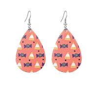 Halloween Teardrop Earrings Skull Witch Pumpkin Leather Dangle Ear Drop Gift For Girls Women Set Spiderweb Zombie Pattern Gothic Theme