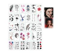 Halloween Temporary Tattoo Stickers, Fake Scars, Masquerade Face Decoration, Halloween Makeup Tattoos Stickers Family Kit, for Women & Men - Decor & Party Supplies (Style-I)