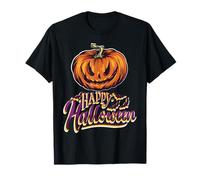 Halloween Terror Noche Calabaza Bats y Luna Llena Camiseta