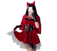 Halloween Teufel-Kostüm - 6-teiliges Damen Cosplay Set, Enthält Stirnband, Umhang Und Gürtel, Dämonen Outfit Für Paare, Ideal Für Kostümpartys, Themenabende Und Halloween Feiern | Sexy Devil Dress